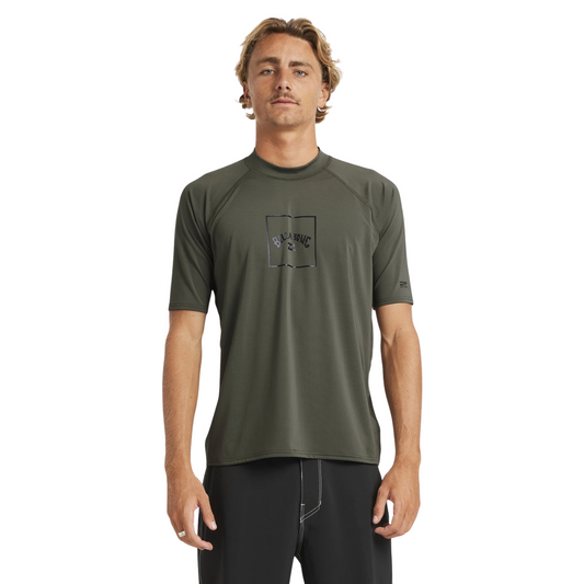 Billabong Mens Boxed Arch Short Sleeve Rash Vest - Military Green