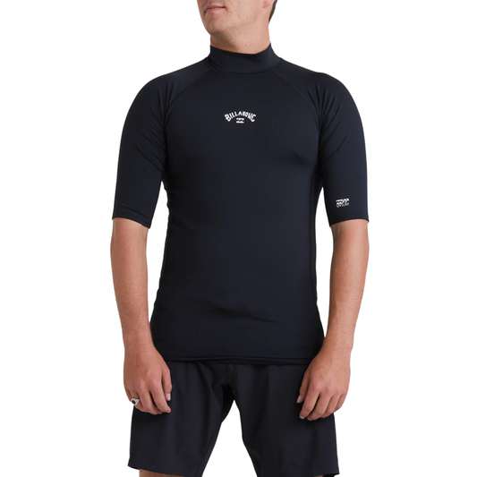Billabong Mens All Day  Arch Short Sleeve Rash Vest - Black