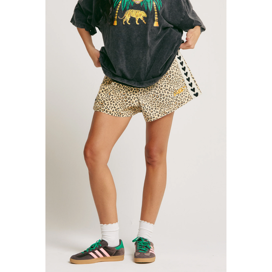 Sabbi Leopard Drill Mini Shorts