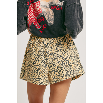 Sabbi Leopard Drill Mini Shorts