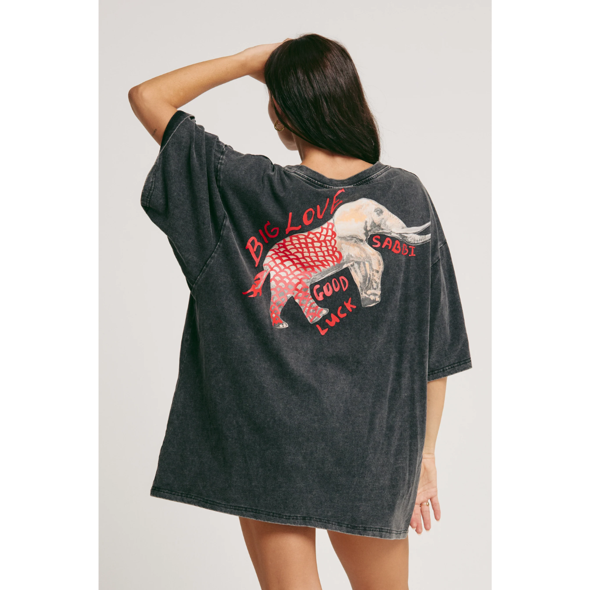 Sabbi Elephant Safari Tee - Washed Black