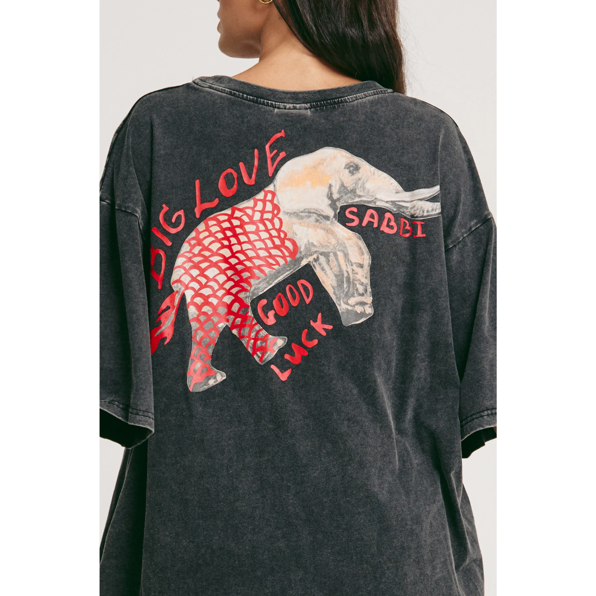 Sabbi Elephant Safari Tee - Washed Black