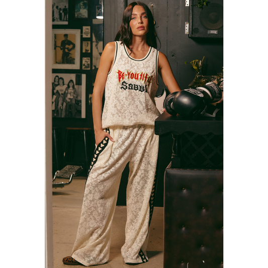 Sabbi Raving Hearts Lace Pant - Cream