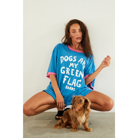 Sabbi The Very Oversized Green Flag Tee - Blue