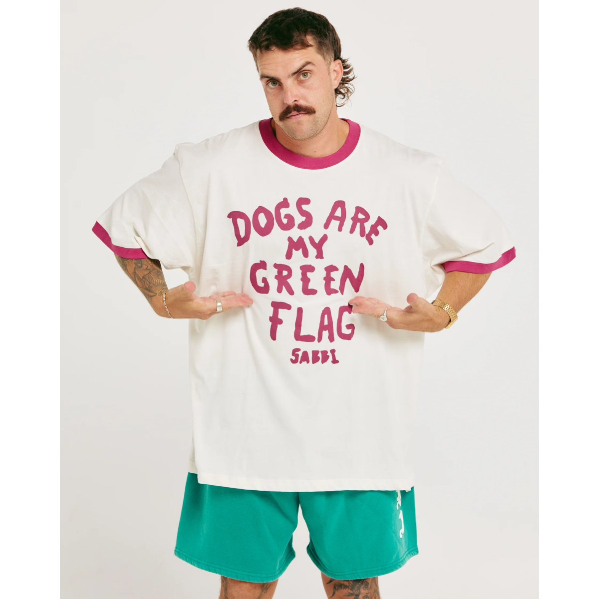 Sabbi The Very Oversized Green Flag Tee - Off White