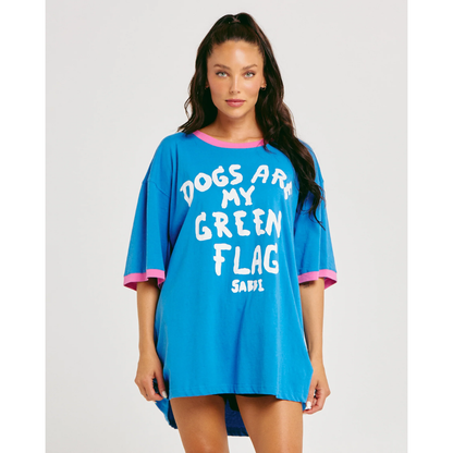 Sabbi The Very Oversized Green Flag Tee - Blue
