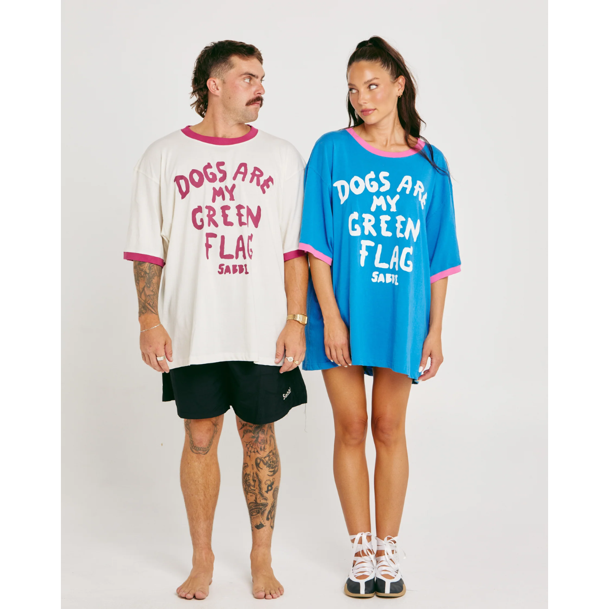 Sabbi The Very Oversized Green Flag Tee - Blue