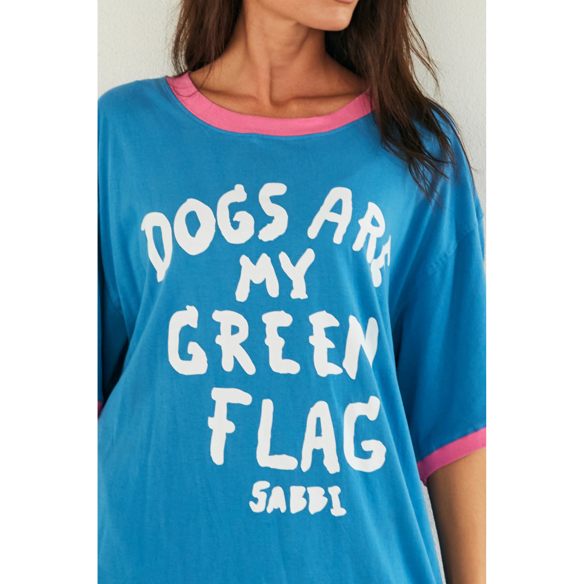 Sabbi The Very Oversized Green Flag Tee - Blue