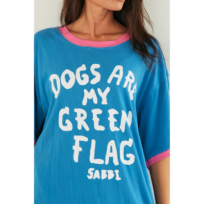 Sabbi The Very Oversized Green Flag Tee - Blue