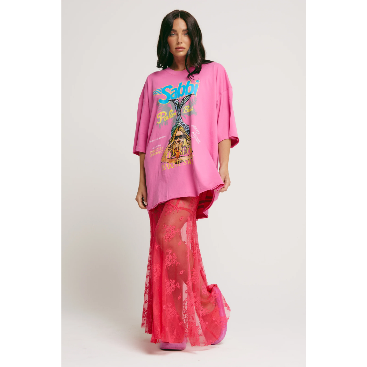 Sabbi The Very Oversized Life Is Short Tee - Pink