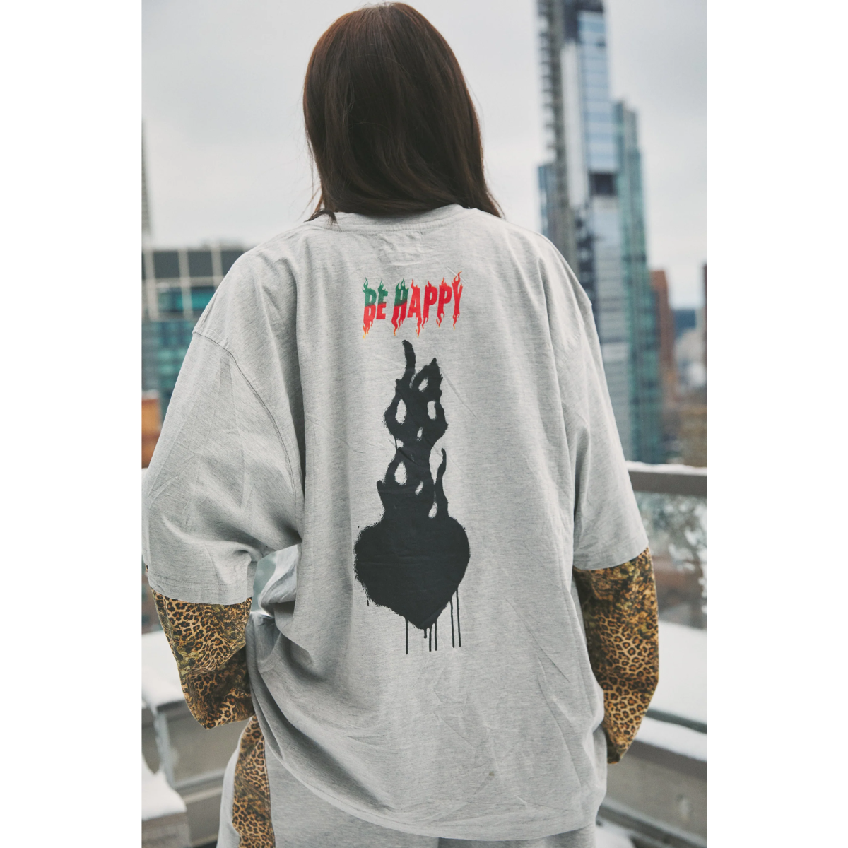 Sabbi The Be Happy Leopard Long Sleeve Tee