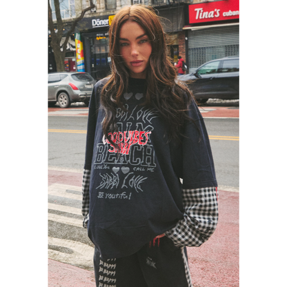Sabbi The Be Happy Gingham Long Sleeve Tee