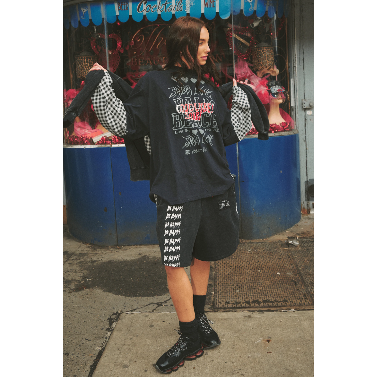 Sabbi The Be Happy Gingham Long Sleeve Tee