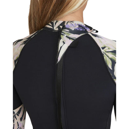 Billabong Womens 2/2mm Spring Fever Natural Long Sleeve Springsuit - Black Floral