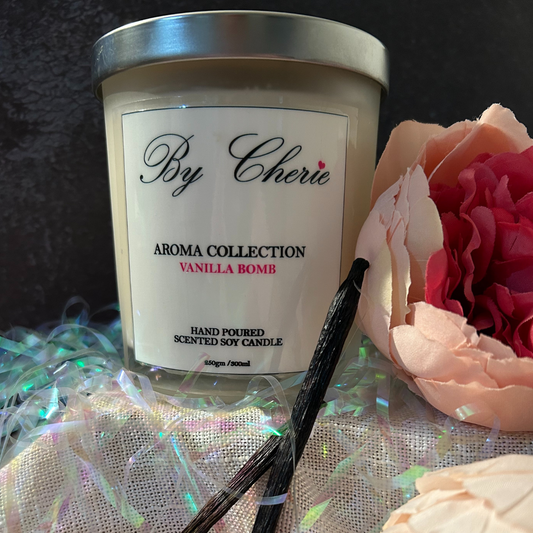 By Cherie Vanilla Bomb Scented Soy Candle