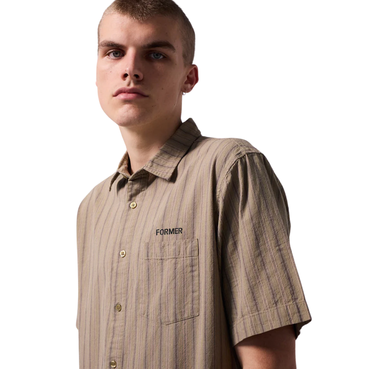 Former Reynolds Striped Short Sleeve Shirt - Moss
