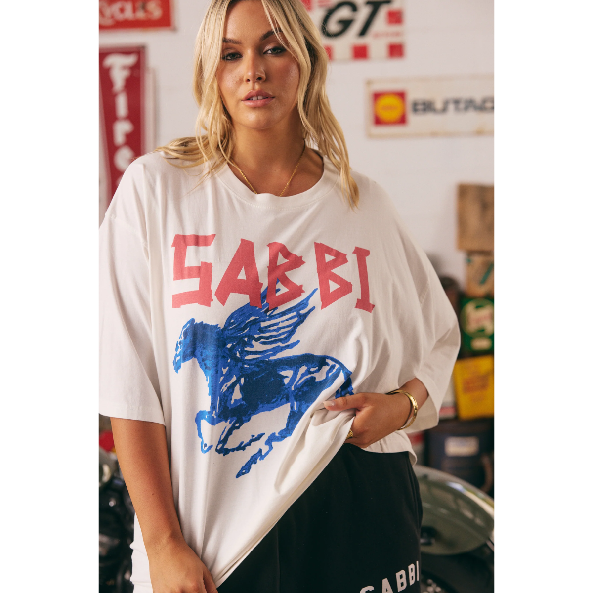 Sabbi The Very Oversized Rhinestone Tee - Marshmellow