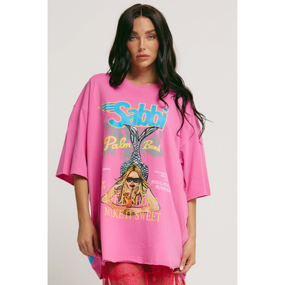 Sabbi The Very Oversized Life Is Short Tee - Pink