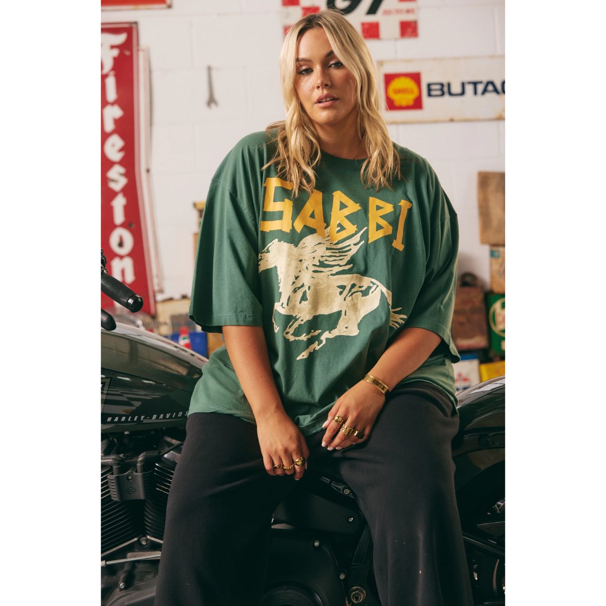 Sabbi The Very Oversized Rhinestone Tee - Green