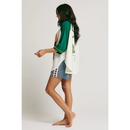 Sabbi The Mermaid Swim Club Raglan Tee - Marshmallow & Green