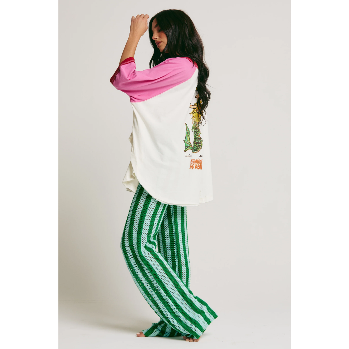 Sabbi The Mermaid Swim Club Raglan Tee - Marshmallow & Pink