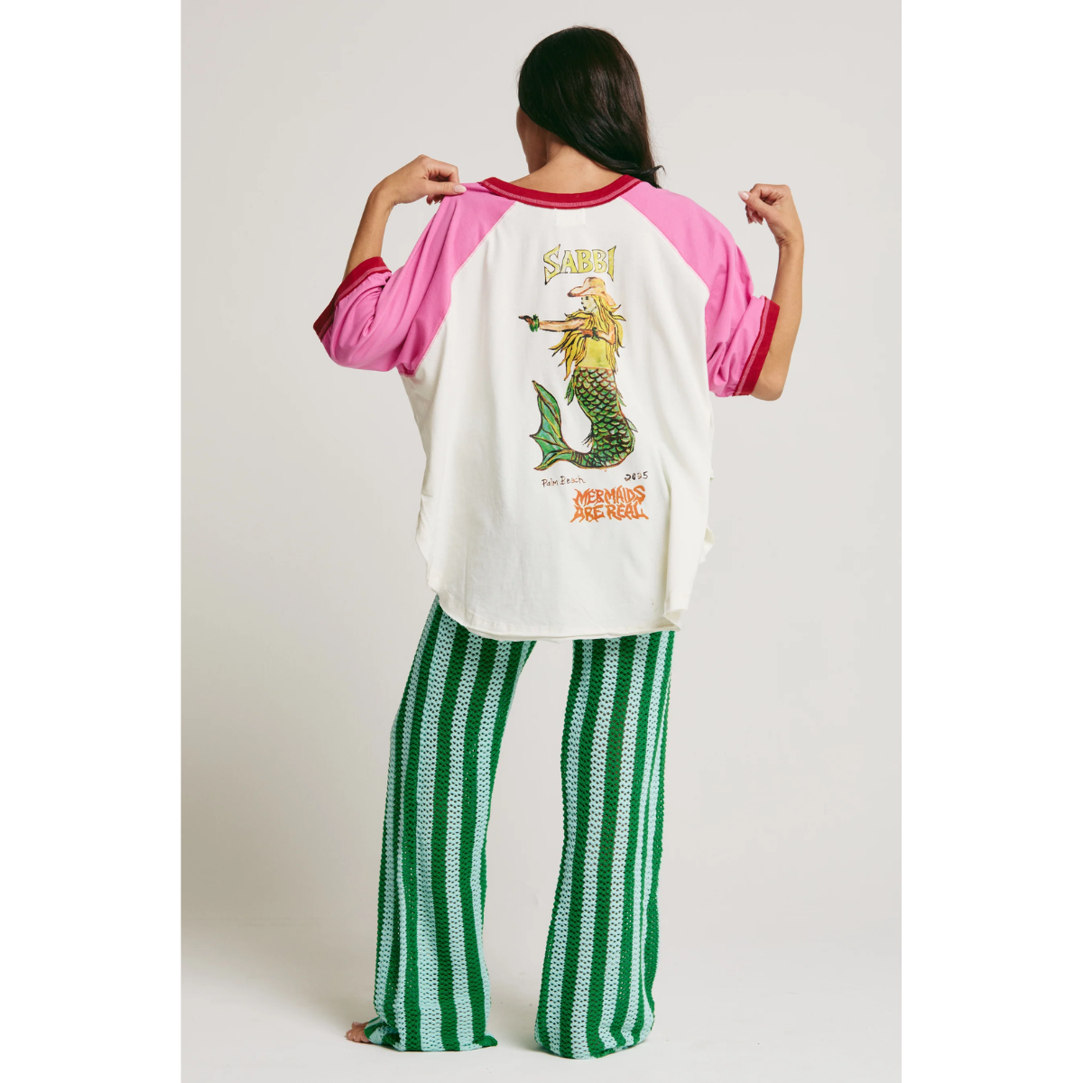 Sabbi The Mermaid Swim Club Raglan Tee - Marshmallow & Pink