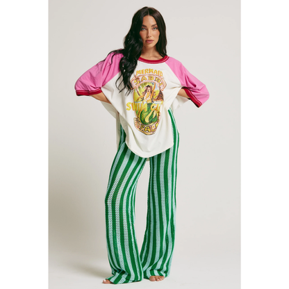 Sabbi The Mermaid Swim Club Raglan Tee - Marshmallow & Pink