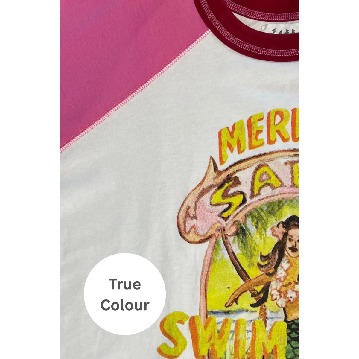 Sabbi The Mermaid Swim Club Raglan Tee - Marshmallow & Pink