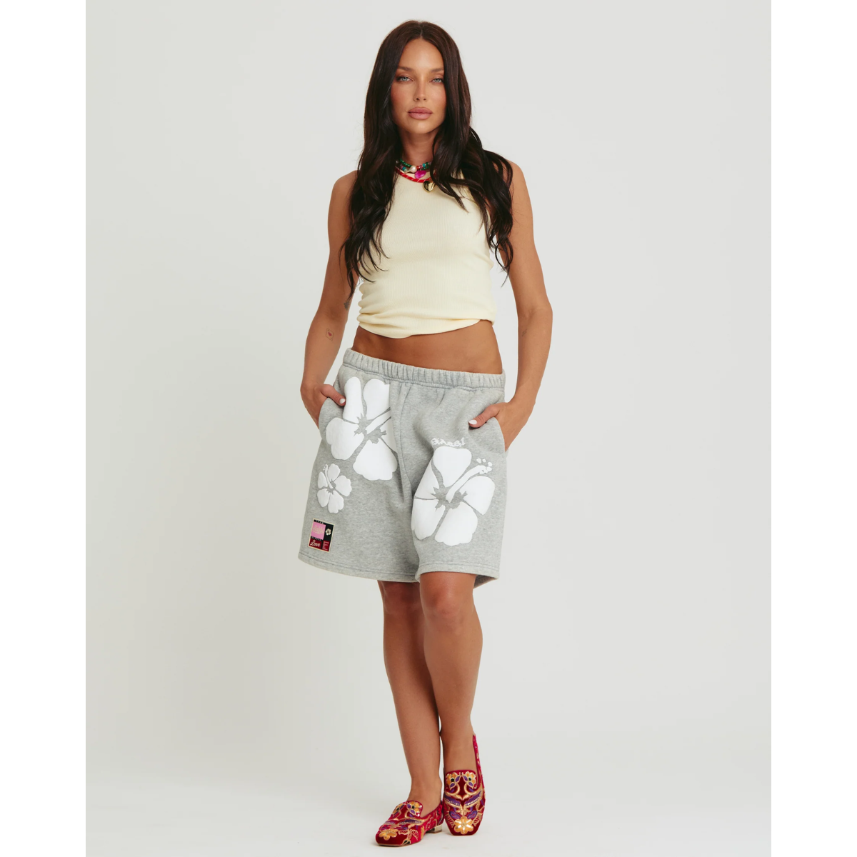 Sabbi The Happy Hibiscus Shorts - Grey