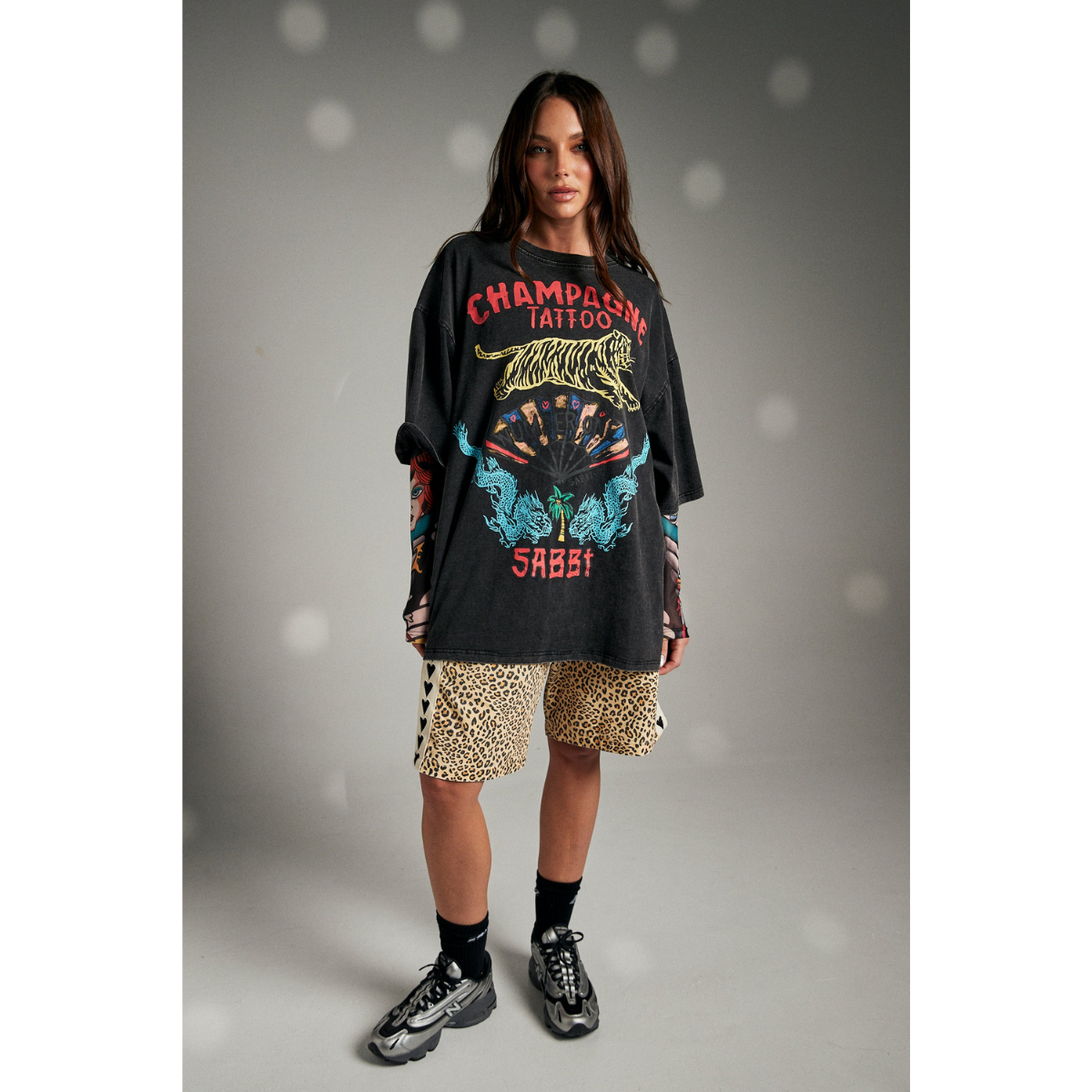 Sabbi The Oversized Champagne Tattoo Tee - Black