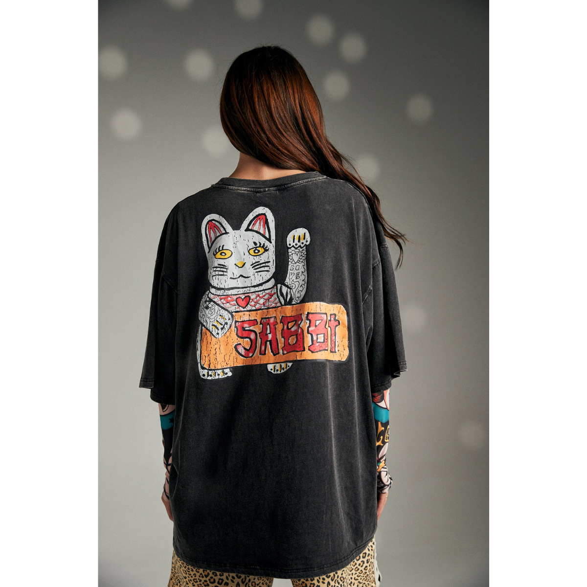 Sabbi The Oversized Champagne Tattoo Tee - Black