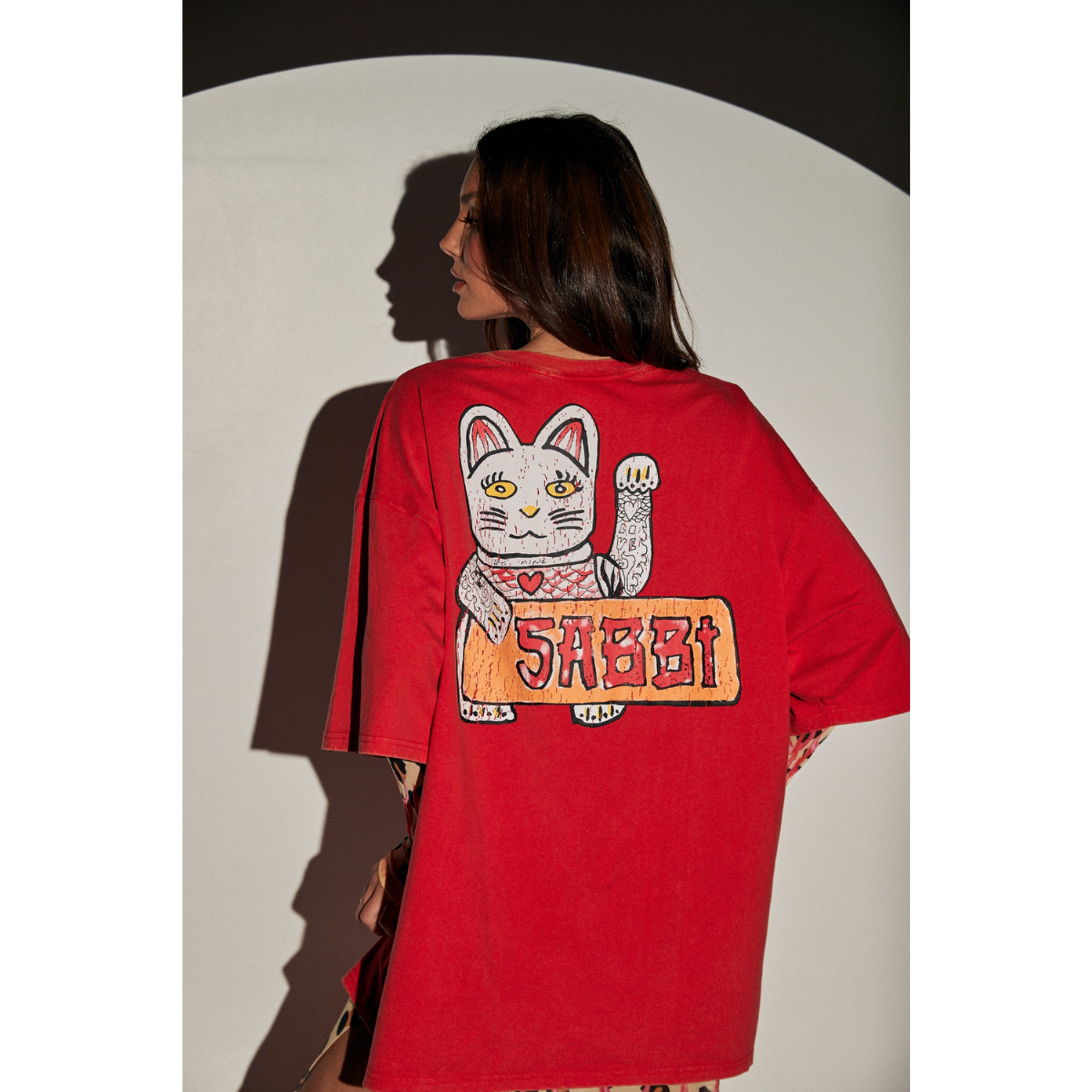 Sabbi The Oversized Champagne Tattoo Tee - Red