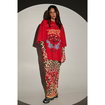 Sabbi The Oversized Champagne Tattoo Tee - Red