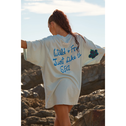 Sabbi The Very Oversized Resting Beach Face Tee - Sky Blue