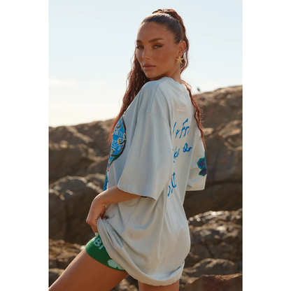 Sabbi The Very Oversized Resting Beach Face Tee - Sky Blue