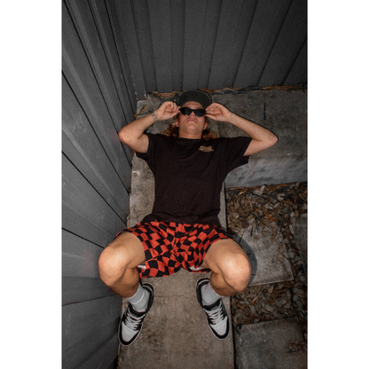 Stacey Mens Check Walkshort - Burnt Red