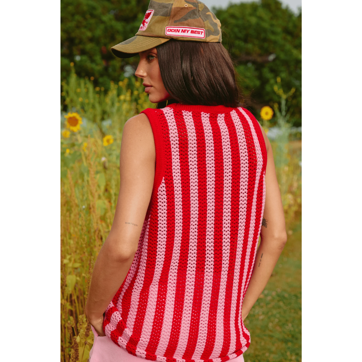 Sabbi The Knit B-Ball Singlet - Pink & Red