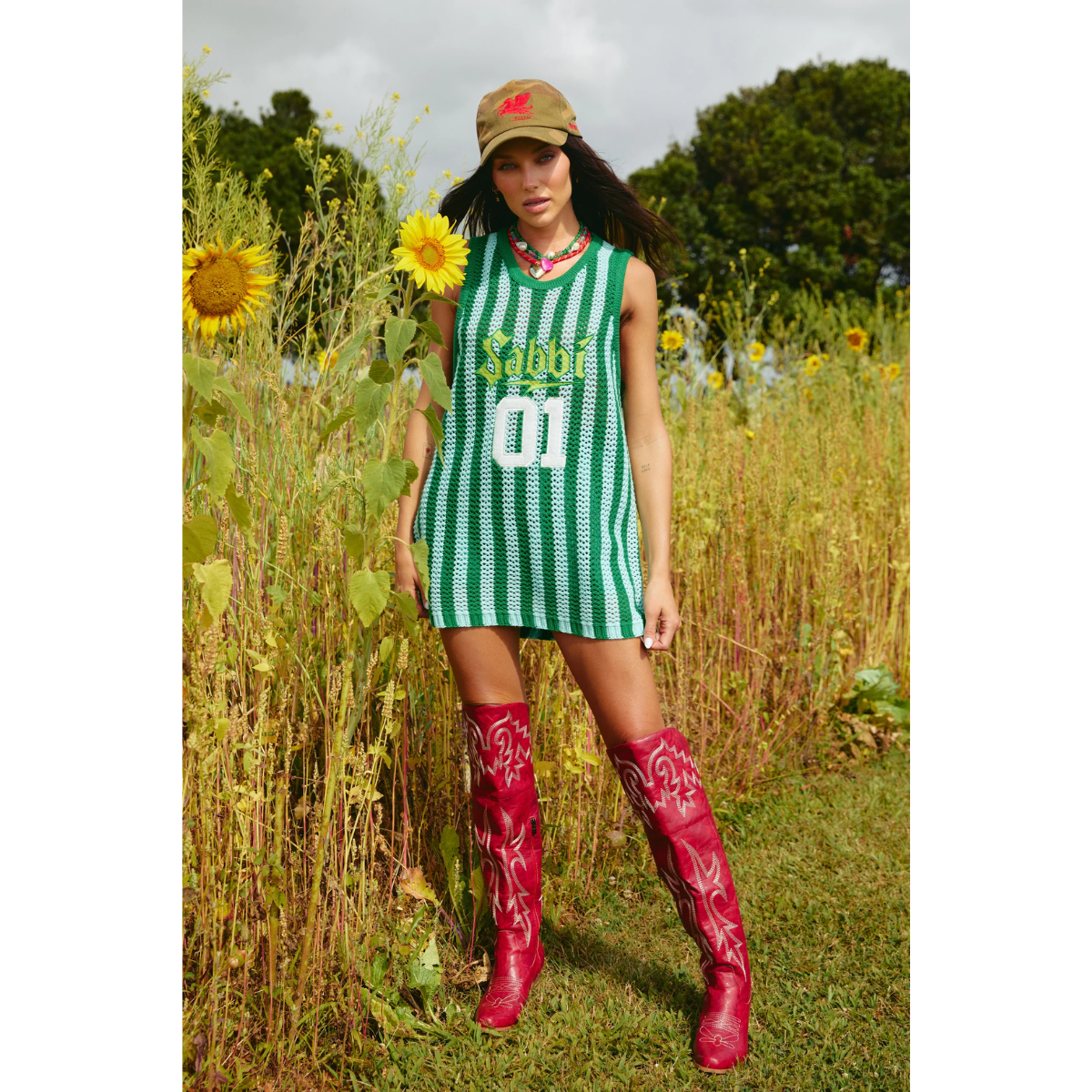 Sabbi The Knit B-Ball Singlet - Green & Blue