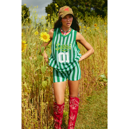 Sabbi The Knit B-Ball Singlet - Green & Blue
