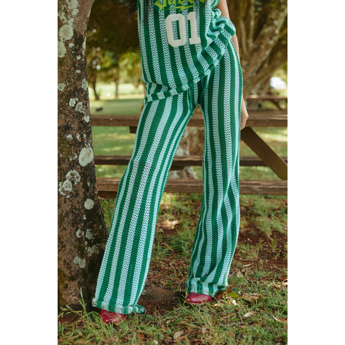 Sabbi The Knit Stripe Beach Pant - Green & Blue