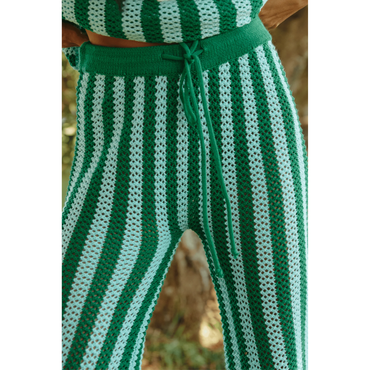 Sabbi The Knit Stripe Beach Pant - Green & Blue