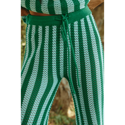 Sabbi The Knit Stripe Beach Pant - Green & Blue